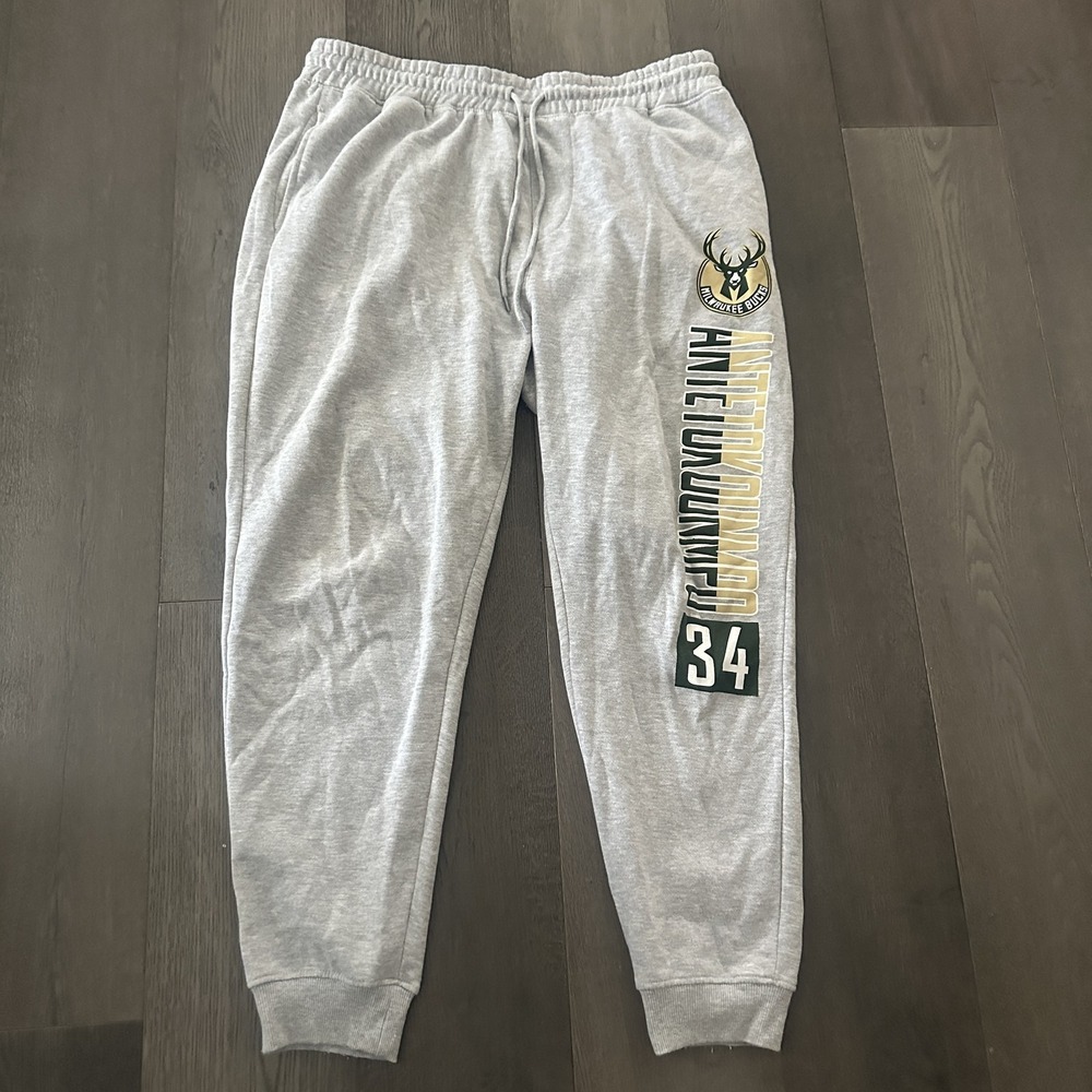 Milwaukee Bucks Sweatpants Mens‎ XL Gray NBA Basketball Ultra Game Antetokounmpo